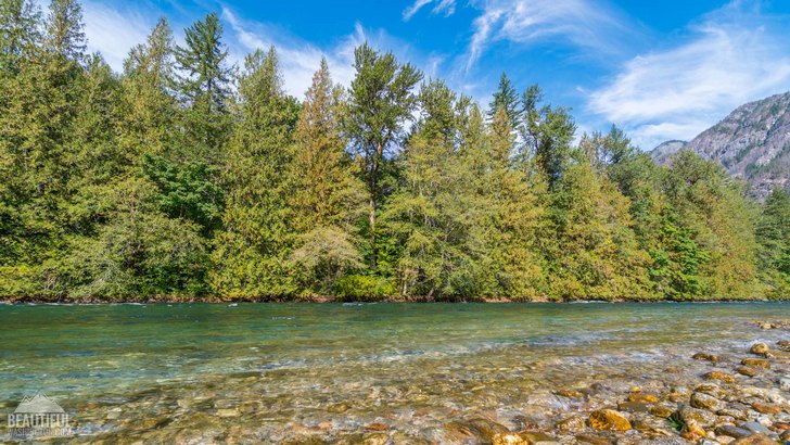 Photo taken from the Skagit River Trail, North Cascades, Washington.