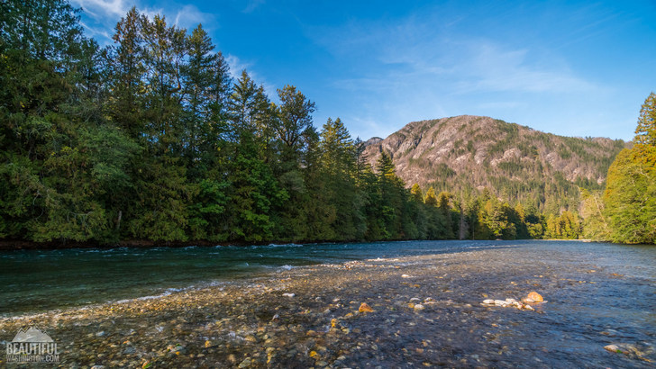 Photo taken from the Skagit River Trail, North Cascades, Washington.