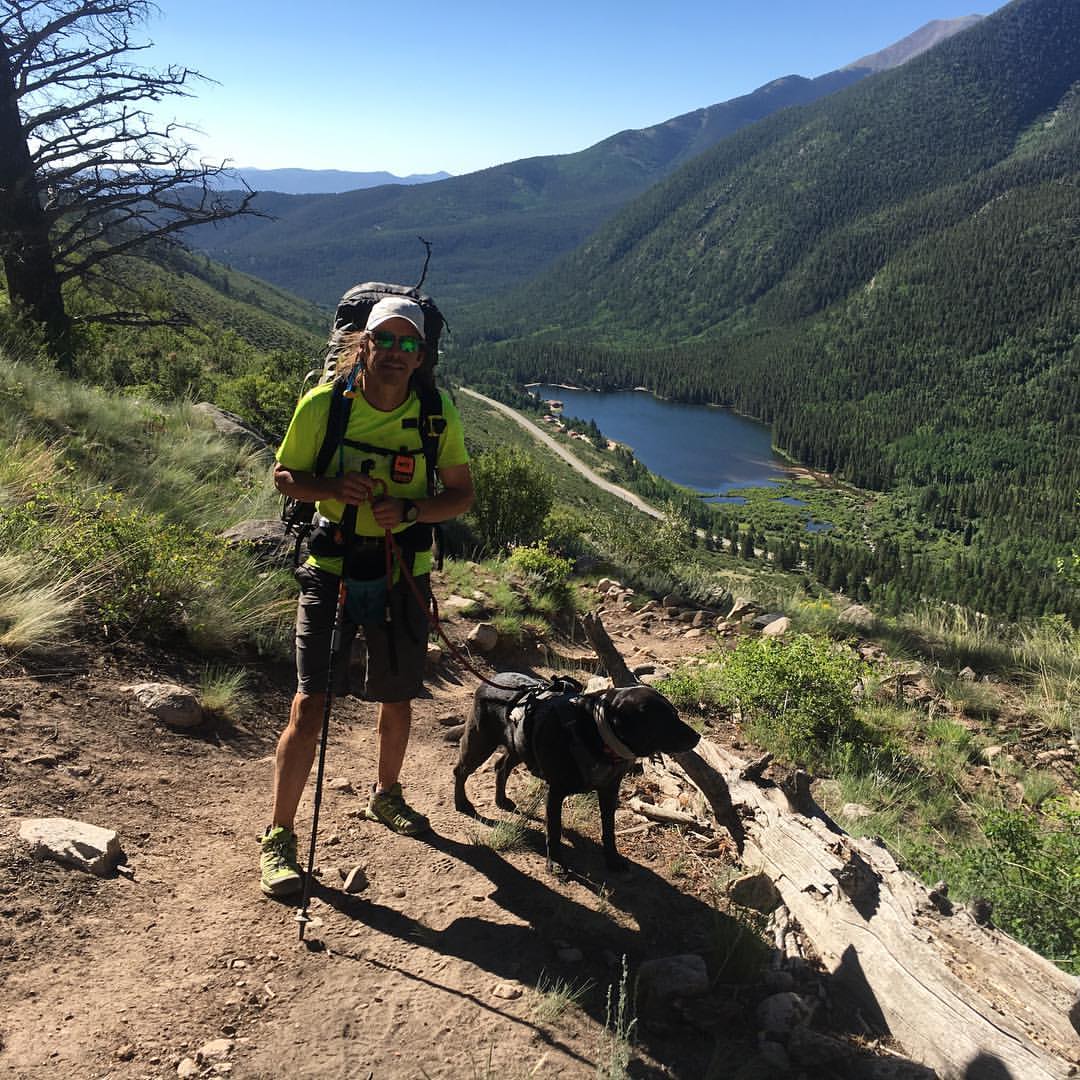 Photo of Trevor Thomas and Tennille while coming down off mount Yale to resupply at avalanche trailhead on Cottonwood Creek